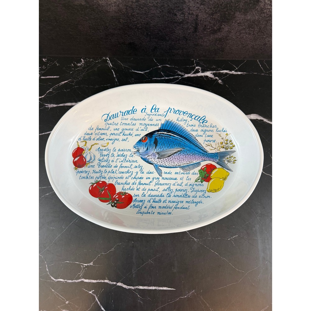 VTG 1990s The Cellar Macys Daurade Provencale Fish Stoneware Baking Dish 9X13